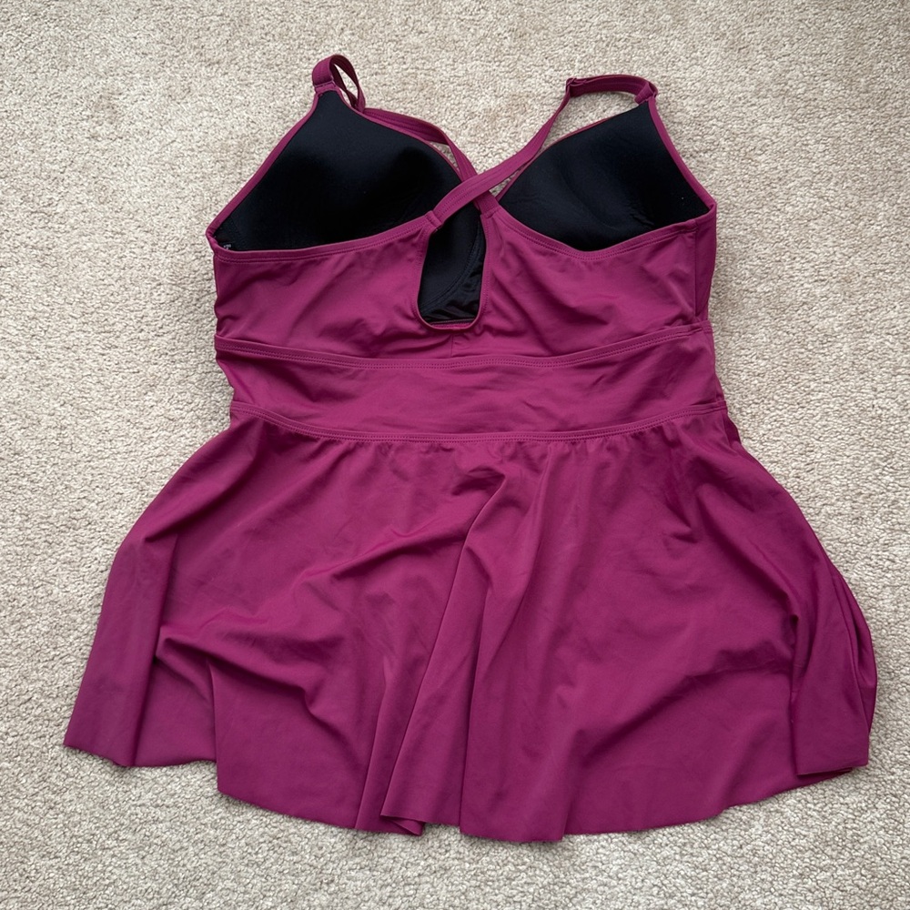 NWOT Torrid Wire Free Crossback Racerback Raspberry Pink Tankini Top Size 2 DD/F - Picture 5 of 8